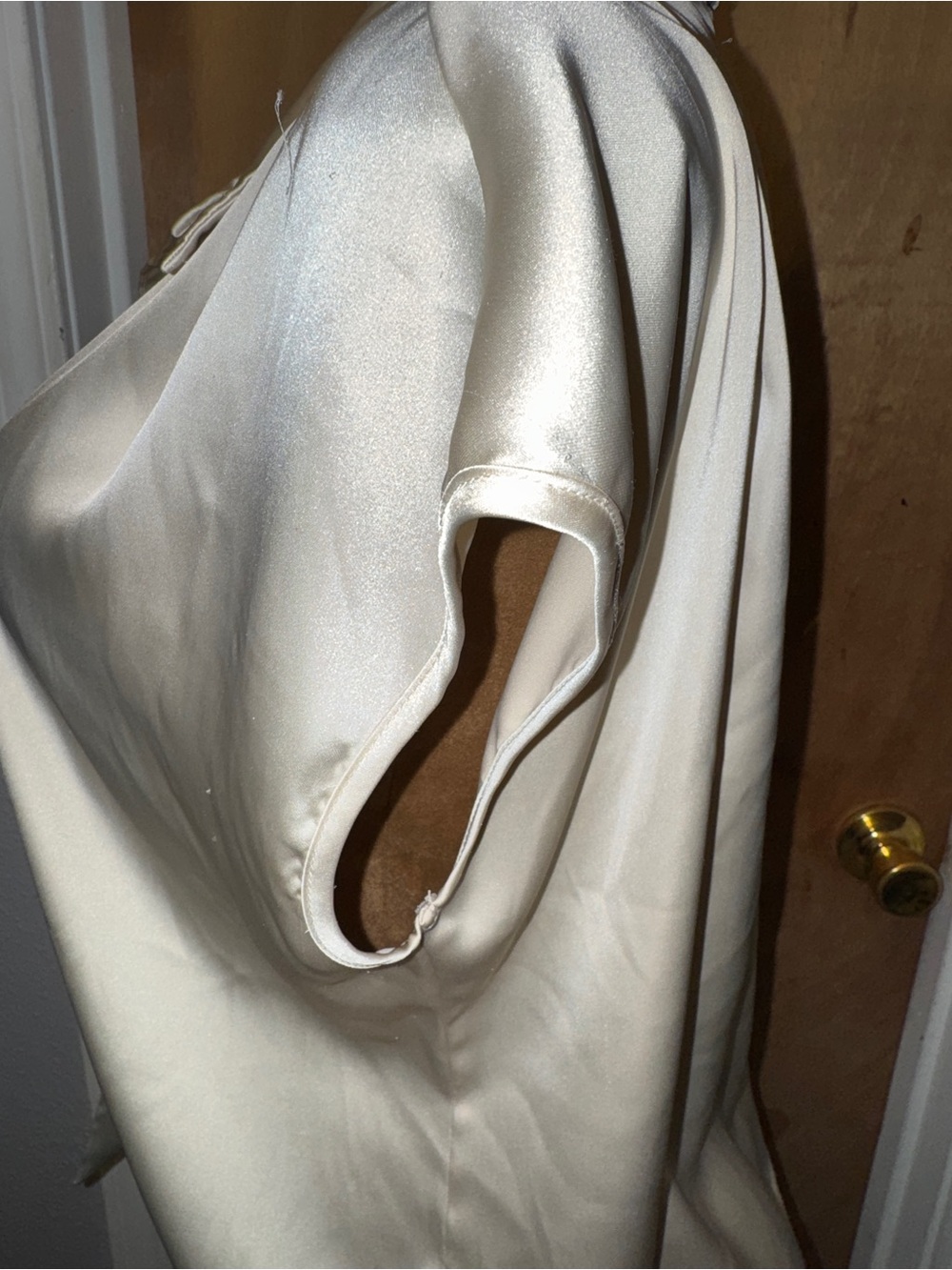 Rachel Zoe Ivory Satin Tie-Front Short Sleeve Blouse, XL - Picture 6 of 10
